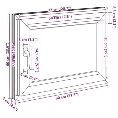 Kelderraam "RISOR" 80x60 cm draai- en kiephoek DIN rechts wit Kelderraam "RISOR" 80x60 cm draai- en kiephoek DIN rechts wit