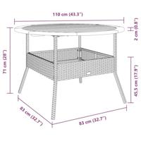 Tuintafel met acaciahouten blad 110x71 cm poly rattan zwart - thumbnail