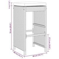 Tuinbarkrukken met kussens 2 st poly rattan zwart - thumbnail