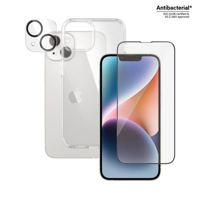 PanzerGlass™ iPhone 14 bundel – displaybescherming, camera-beschermglas en iPhone-beschermhoes, volledige bescherming van gehard glas met volledige afdekking, krasbestendig en onbreekbaar