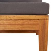 Hoekbank met donkergrijze kussens massief acaciahout - thumbnail