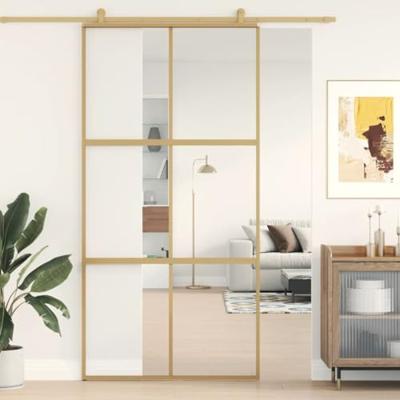 VidaXL Schuifdeur 102,5x205 cm helder esg-glas en aluminium goudkleur VidaXL Schuifdeur 102,5x205 cm helder esg-glas en aluminium goudkleur