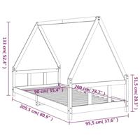 Kinderbedframe 90x200 cm massief grenenhout wit - thumbnail