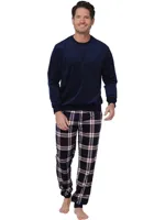 Pastunette Heren Fleece pyjama - Blauwe Ruit - Warme winter pyjama mannen - thumbnail