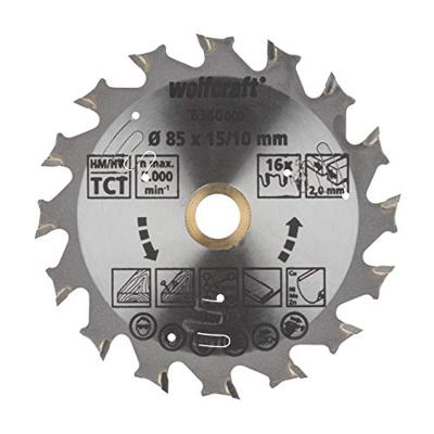 Wolfcraft Handcirkelzaagblad | Voor accu-handcirkelzagen | HM | Ø85 x 15mm | 1 stuk - 6340000 Wolfcraft Handcirkelzaagblad | Voor accu-handcirkelzagen | HM | Ø85 x 15mm | 1 stuk - 6340000