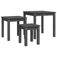 Tafeltjesset 3 st massief grenenhout grijs - thumbnail