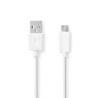 Nedis CCGB60600WT20 Usb-kabel Usb 2.0 Usb-a Male Usb-c™ Male 480 Mbps Vernikkeld 2.00 M Rond Pvc Wit Doos - thumbnail