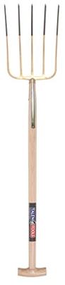 Mestvork 5 tanden houten steel 85 cm met T-greep en stift verbinding