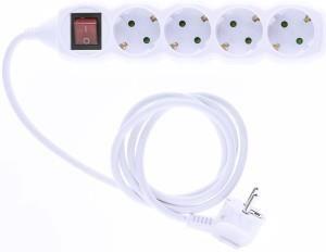 Enzo Entac TCD RA 4-voudig 3meter snoer met schakelaar wit 6872566