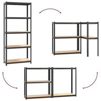 VidaXL Opbergrekken 5-laags 3 st staal & bewerkt hout antracietkleurig - thumbnail