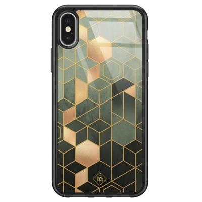 iPhone X/XS glazen hardcase - Kubus groen