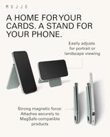 Mujjo Magsafe lederen card portomonee stand - Green Smoke - thumbnail