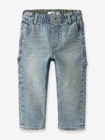 Taps toelopende jeans in worker-stijl voor babyjongens van NAME IT jeansblauw - thumbnail
