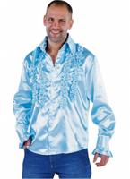 Blouse disco ruches populair blauw - thumbnail