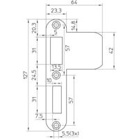 Nemef VP1279 Sluitplaat | RVS 23x127.3mm afgerond | verlengd | DR 2+4 - 9127990702 - thumbnail