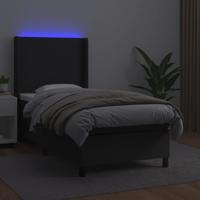 Boxspring met matras en LED kunstleer zwart 140x200 cm - thumbnail