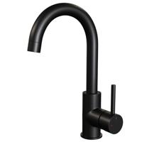 Wastafelmengkraan Brauer Black Edition Coldstart Opbouw Hoog Gebogen Ronde Hendel Mat Zwart - thumbnail