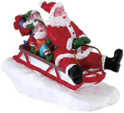 Lemax sledding with santa kerstdorp figuur type 4 Santa&apos;s Wonderland 2018
