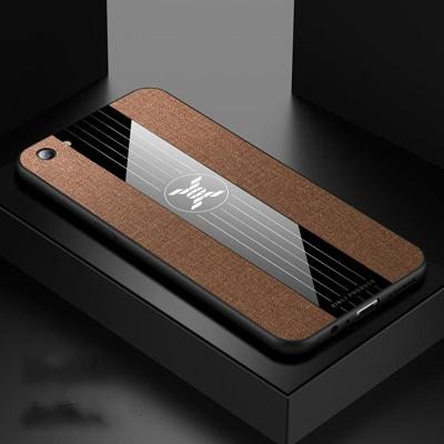 Voor OPPO R9S plus XINLI stiksels doek Textue schokbestendige TPU beschermhoes (bruin)
