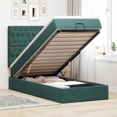 Ottoman bed met matrassen en LED's 90x190cm fluweel donkergroen