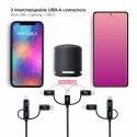 NANOCABLE 10.01.3200 3-in-1 USB-kabel, USB-A-stekker, gegevens op 3 soorten aansluitingen (USB-C, micro-USB en Apple-apparaten), zwart, 1 m