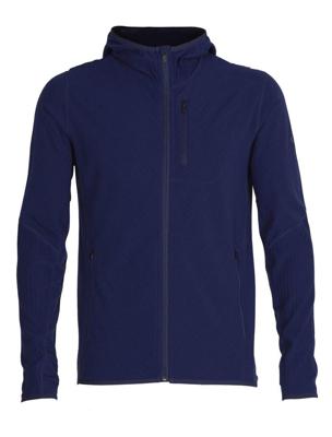 Icebreaker Descender LS Zip Hood Trui Royal Navy XL