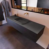 Badkamermeubelset Mondiaz Erin 150 cm met 1 Lade met RIDGE Wastafel Midden Dark grey Zonder Kraangaten Greeploos Mat Antracite - thumbnail
