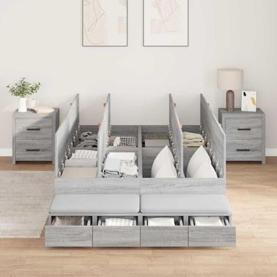 Opbergbedframe Grijs sonoma 236.5 x 120 x 31.5 cm Bewerkt hout