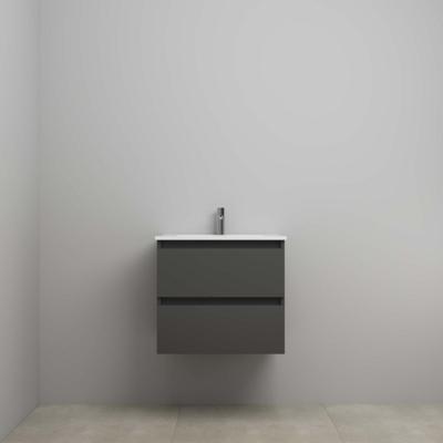 On-Line Onderkast - 60 cm - Voorgemonteerd - Porseleinen Wastafel - 1 Kraangat - Mat Antraciet