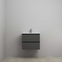 On-Line Onderkast - 60 cm - Voorgemonteerd - Porseleinen Wastafel - 1 Kraangat - Mat Antraciet - thumbnail