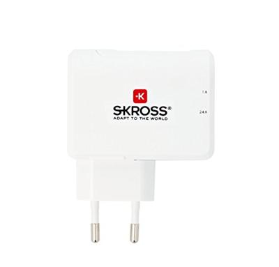 Skross 38565 USB-oplader 2x USB-A Wit, Zilver Binnen