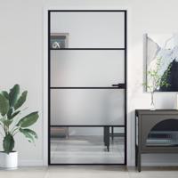 VidaXL Binnendeur smal 102,5x201,5 cm gehard glas en aluminium zwart - thumbnail