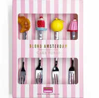 Blond Amsterdam cakevorkjes metaal multi 4 stuks - thumbnail