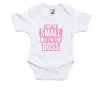 Small but the boss cadeau baby rompertje roze/wit meisjes 80 (9-12 maanden)  - - thumbnail