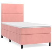 Boxspring met matras fluweel roze 90x200 cm - thumbnail