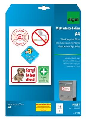 Sigel IF140 Zelfklevende folie DIN A4 Inkjet Wit, Opaak 10 stuk(s) Sigel IF140 Zelfklevende folie DIN A4 Inkjet Wit, Opaak 10 stuk(s)