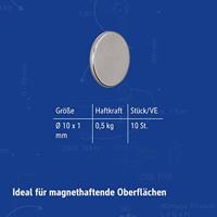 Maul Neodymium magneet (Ø x h) 10 mm x 1 mm Schijf Zilver 10 stuk(s) 6166196 - thumbnail