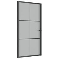 VidaXL Binnendeur 102,5x201,5 cm matglas en aluminium zwart - thumbnail