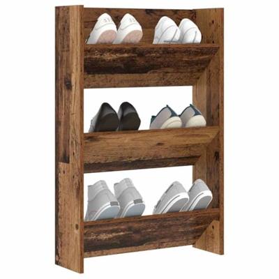 VidaXL Schoenenkast met plank oudhout 60 x 18 x 90 cm bewerkt hout VidaXL Schoenenkast met plank oudhout 60 x 18 x 90 cm bewerkt hout