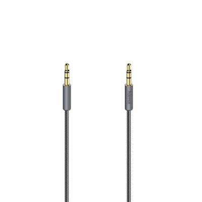 Hama Audiokabel Elite, 3,5-mm-jack-stereo - stereo, metaal, verguld, 0,75 m Mini jack kabel Grijs