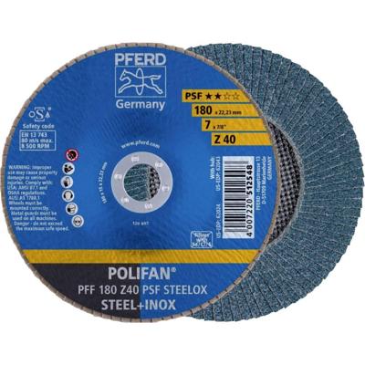 PFERD TOOLS 67664185 PFF 180 Z 40 PSF STEELOX Lamellenschijf Diameter 180 mm Boordiameter 22.23 mm RVS, Staal 10 stuk(s)