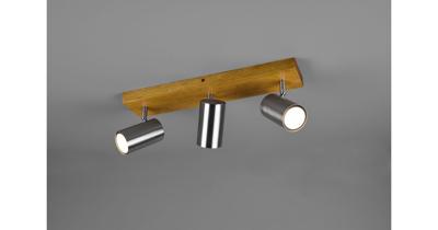Trio 3-lichts opbouwspotMarley rvs op hout - 812400307
