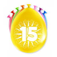 Party Ballonnen 15 Jaar (8st) - thumbnail
