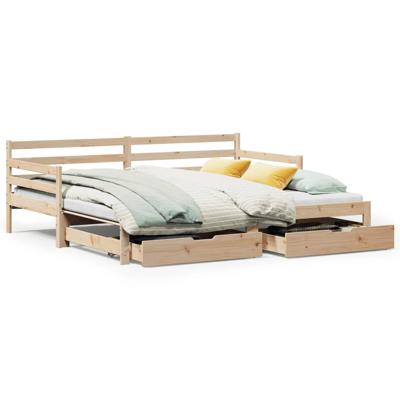 Slaapbank met onderschuifbed en lades zonder matras 90x200 cm - thumbnail