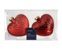 Hart glas L10b4h9,5 cm kerstrood 2 st Decoris - Decoris - thumbnail