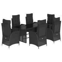 7-delige Tuinset met kussens poly rattan zwart - thumbnail