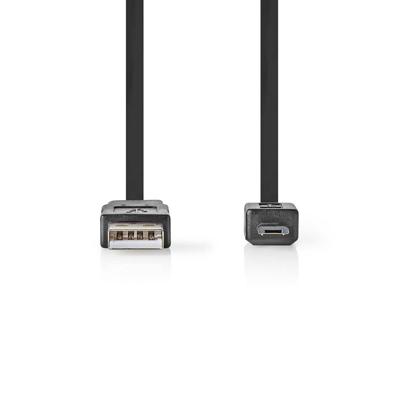 Platte USB 2.0-Kabel | A Male - Micro-B Male | 1,0 m | Zwart