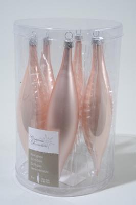 6 kerstpegels poeder roze emaille - Ksd