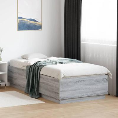 Bedframe met LED-verlichting grijs sonoma eiken 100x200 cm