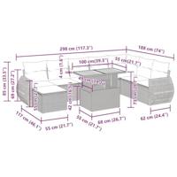 9-delige Loungeset met kussens poly rattan grijs - thumbnail